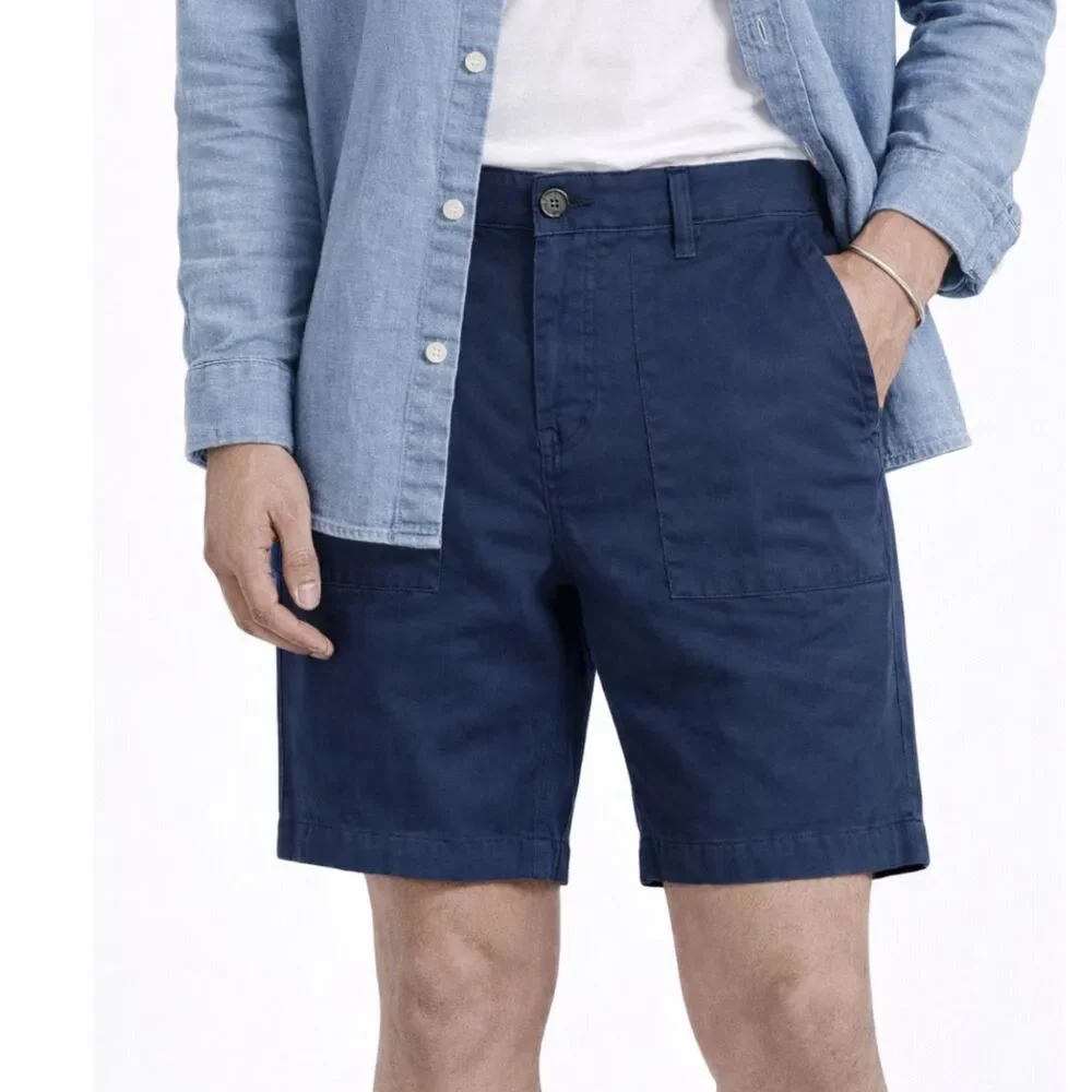 Eleventy Shorts Men's 32 Navy Linen Cotton Flat Front Summer Resort Smart Casual